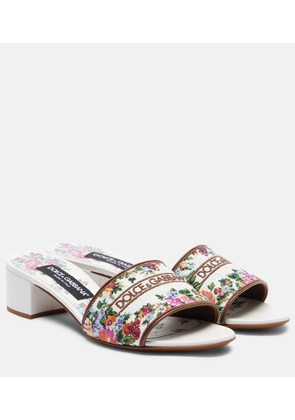 Dolce&Gabbana Floral leather-trimmed mules