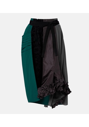 Prada Paneled belted midi skirt