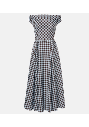 Oscar de la Renta Gingham cotton-blend midi dress