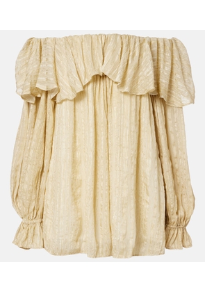 Xu Zhi Ruffled striped silk-blend top