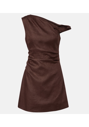 SIR One-shoulder linen minidress
