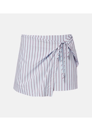 SIR Pinstripe cotton-blend wrap skirt