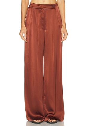 SABLYN Brooke High Rise Double Pleat Trouser in Mahogany - Burgundy. Size S (also in ).