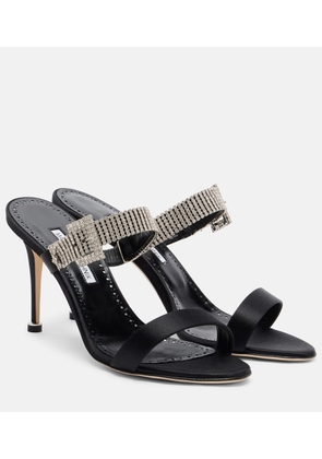 Manolo Blahnik Fibolta 90 embellished satin mules