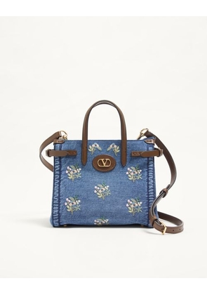 Valentino Garavani Valentino Garavani Antibes Small Embroidered Denim Shopping Bag Woman DENIM UNI