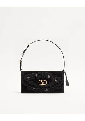 Valentino Garavani Valentino Garavani DeVain Small Embroidered Velvet Shoulder Bag Woman BLACK UNI
