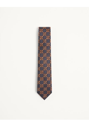 Valentino Garavani Valentie Silk and Jacquard Tie with Design Man BLUE/HAZELNUT UNI