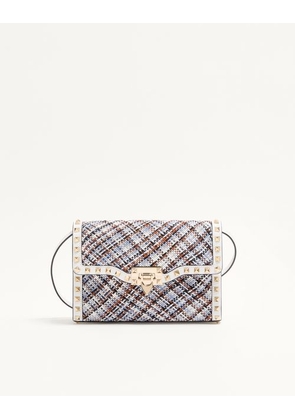 Valentino Garavani Valentino Garavani Rockstud Small Shoulder Bag in Woven Fabric Woman WHITE/MULTICOLOUR UNI