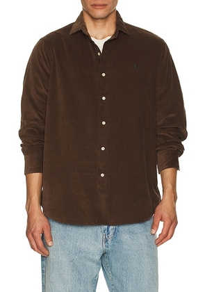 Polo Ralph Lauren Corduroy Sport Shirt in Chocolate Mousse - Brown. Size S (also in L, XL/1X, XXL/2X).