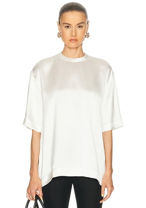 Toteme Satin Tee in White - White. Size 32 (also in 34, 36, 38, 40).