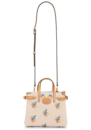 Valentino Garavani Antibes Flower Bouquet Small Tote Bag in Nat Tobacco  Multicolor Blu  & Natural Camel - Beige. Size all.