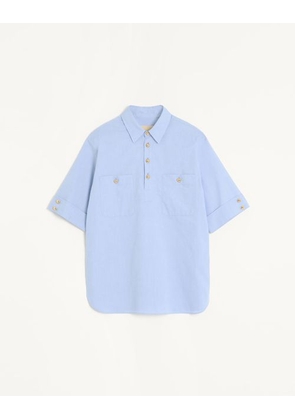 Valentino Oxford Cotton Polo Shirt Man AZURE 38