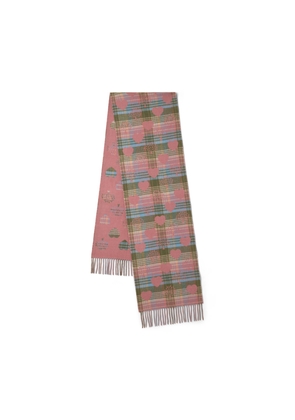 Mulberry Women's Heritage Check & Heart Scarf Moss-Pink Scrumpy