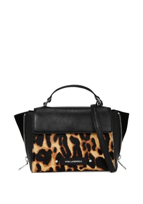 Karl Lagerfeld small K/Hardware leopard top handle bag - Black