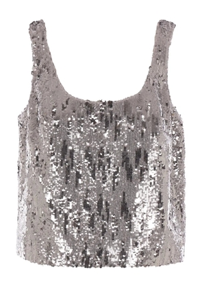 Elie Saab sequin scoop-neck top - Silver