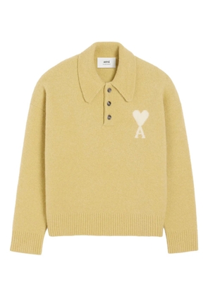 AMI Paris Ami De Coeur long-sleeved polo shirt - Yellow