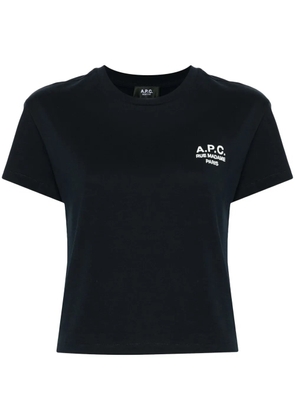 A.P.C. logo-embroidered cotton T-shirt - Blue