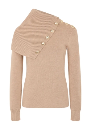 Rabanne asymmetric ribbed sweater - Neutrals