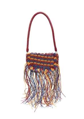 Rabanne fringed leather shoulder bag - Red