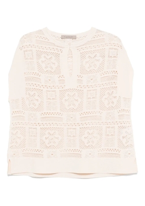 D.Exterior open-knit tank top - Neutrals