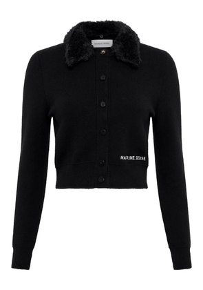 Marine Serre wool cropped cardigan - Black