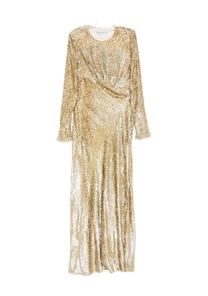 Self-Portrait long-sleeved maxi dress - Gold