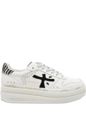 Premiata zebra-motif platform sneakers - White