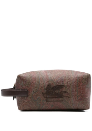 ETRO embroidered-logo wash bag - Brown