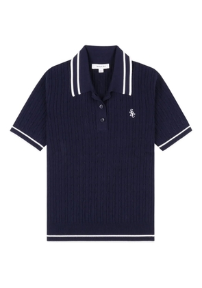 Sporty & Rich cable-knit polo top - Blue