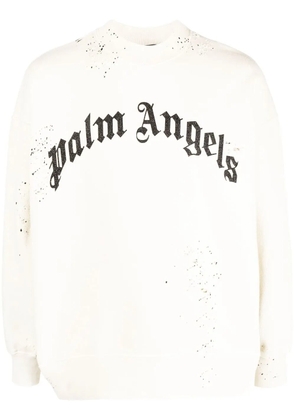 Palm Angels logo-print distressed-finish sweatshirt - Neutrals