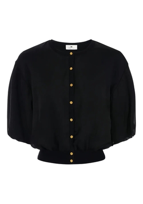 Elisabetta Franchi jewel-button puffed-sleeve cardigan - Black