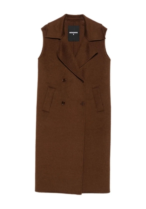 Patrizia Pepe double-breasted sleeveless coat - Brown