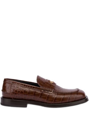 Moschino croc-embossed loafers - Brown