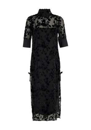 Casablanca floral-embroidered short-sleeve maxi dress - Black