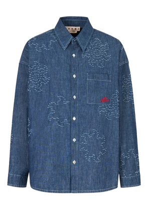 Marni sun-detail long-sleeved shirt - Blue