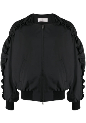 Random Identities ruched zip-up bomber jacket - Black