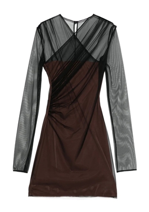 Nensi Dojaka long-sleeve semi sheer dress - Brown