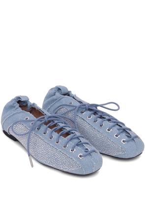 GANNI denim lace-up ballet flats - Blue