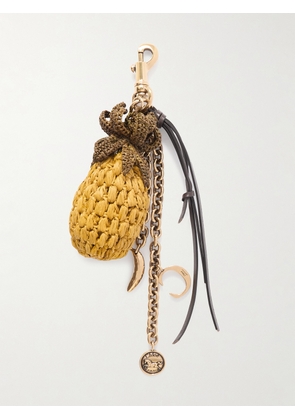Chloé - Leather-trimmed Metal And Raffia Keychain - Yellow - One size