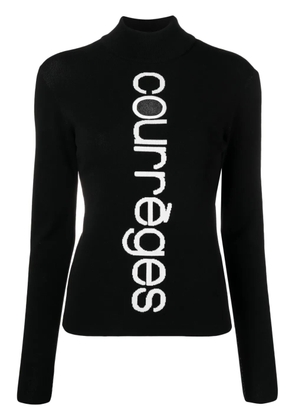 Courrèges logo-intarsia cut-out jumper - Black