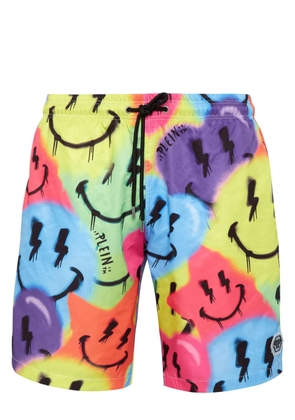 Philipp Plein smiley face-print swim trunks - Multicolour