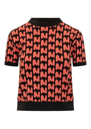 MSGM logo-jacquard short-sleeve sweater - Black