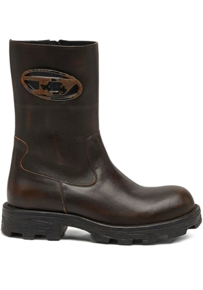 Diesel D-Hammer logo-plaque biker boots - Brown