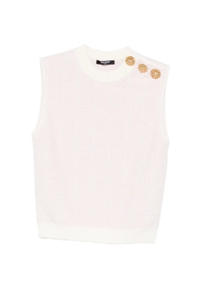 Balmain button-embellished top - Neutrals