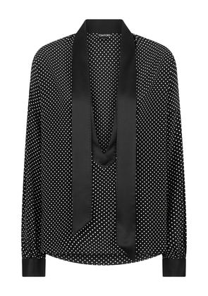 TOM FORD Lavalliere polka dot tuxedo blouse - Black