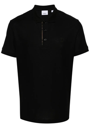 Burberry logo-embroidered piqué polo shirt - Black