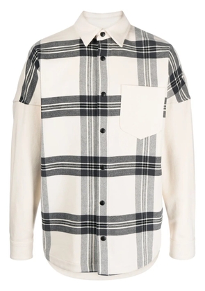 Palm Angels logo-print checked overshirt - Neutrals