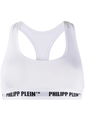 Philipp Plein logo band sports bra - White