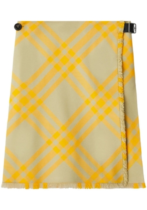 Burberry check-pattern frayed kilt - Grey
