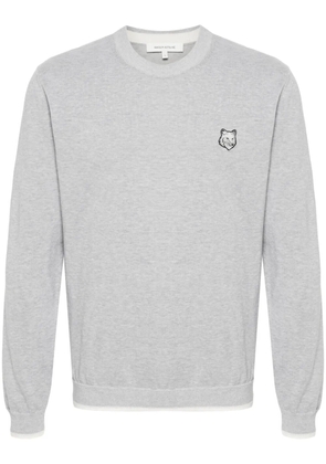 Maison Kitsuné fox-motif knitted jumper - Grey